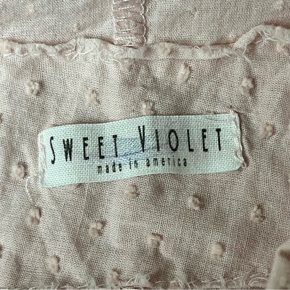 Sweet Violet Swiss Dot Pink Maxi Dress Sheer Beach Coastal Preppy Modest L Boho - Picture 7 of 8